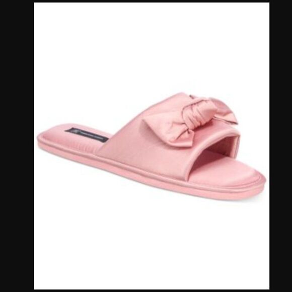 INC Pink Satin Bow Slide Foxglove Slipper Size Large - Picture 1 of 6